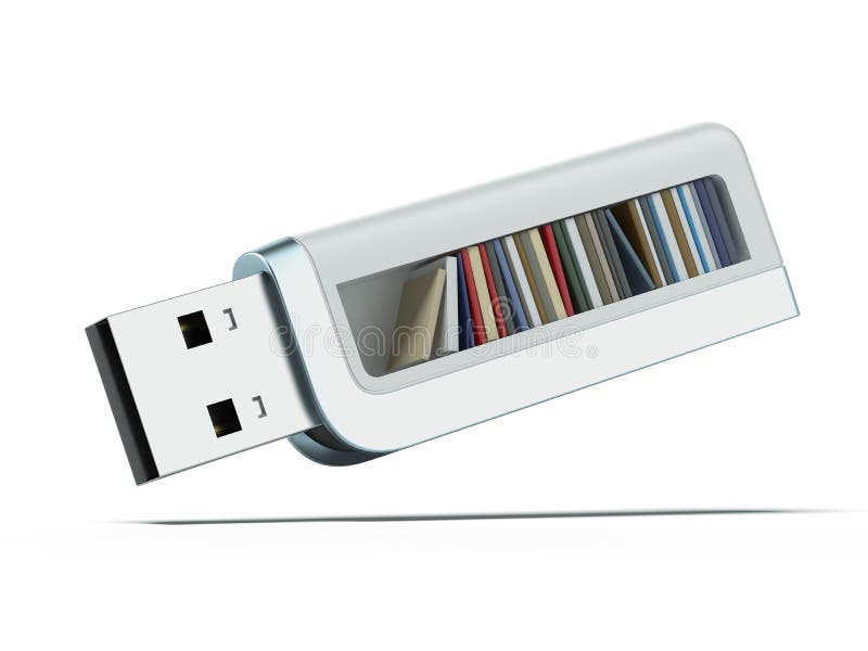 Привод и книги вспышки Usb иллюстрация штока Привод и книги вспышки Usb иллюстрация штока