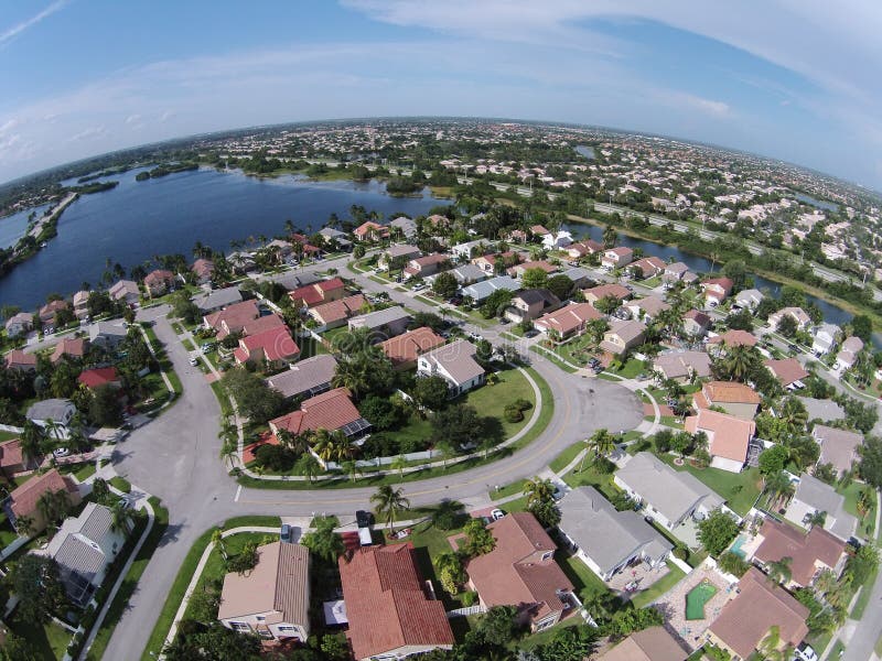 Aerial view of residential neighborhood in South Florida. Aerial view of residential neighborhood in South Florida