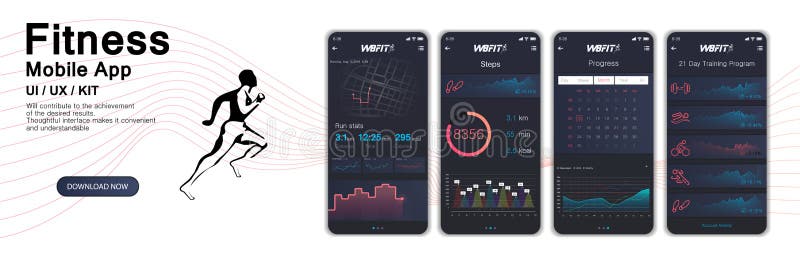 Приложение Fitnes Различное UI, UX, экраны GUI бесплатная иллюстрация Приложение Fitnes Различное UI, UX, экраны GUI бесплатная иллюстрация