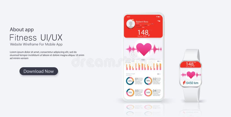 Приложение фитнеса различных экранов UI, UX, GUI и плоские значки сети иллюстрация штока Приложение фитнеса различных экранов UI, UX, GUI и плоские значки сети иллюстрация штока