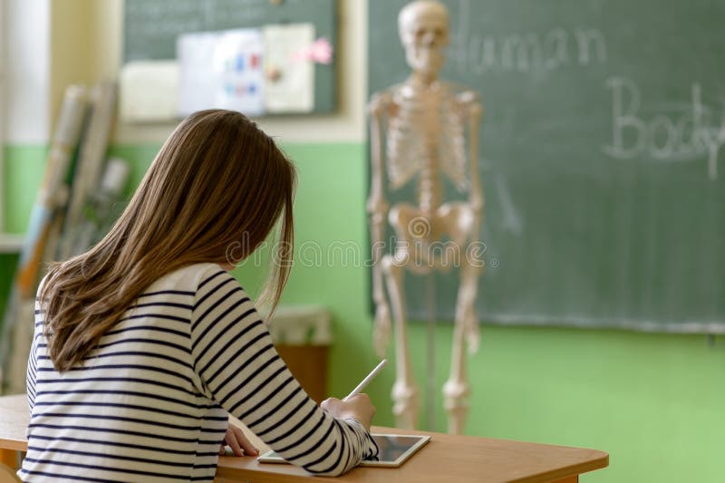Примечания сочинительства студентки используя цифровую таблетку в уроке биологии Образование поколения z стоковые изображения rf Примечания сочинительства студентки используя цифровую таблетку в уроке биологии Образование поколения z стоковые изображения rf