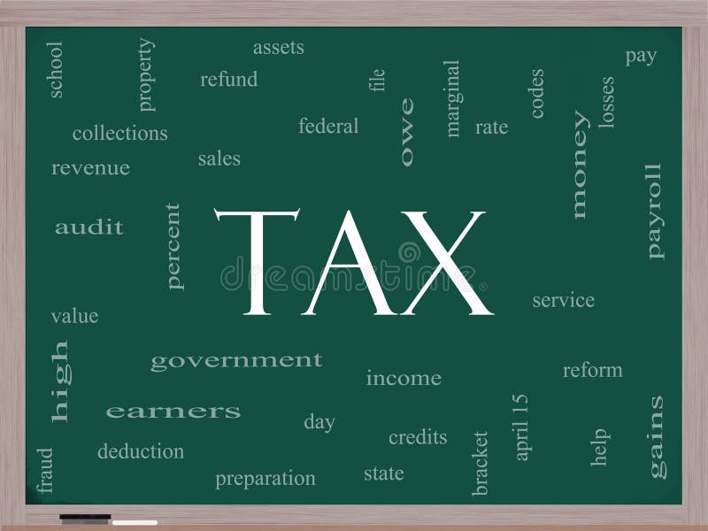 Tax Word Cloud Concept on a Blackboard with great terms such as rate, federal, state, income, codes and more. Tax Word Cloud Concept on a Blackboard with great terms such as rate, federal, state, income, codes and more.