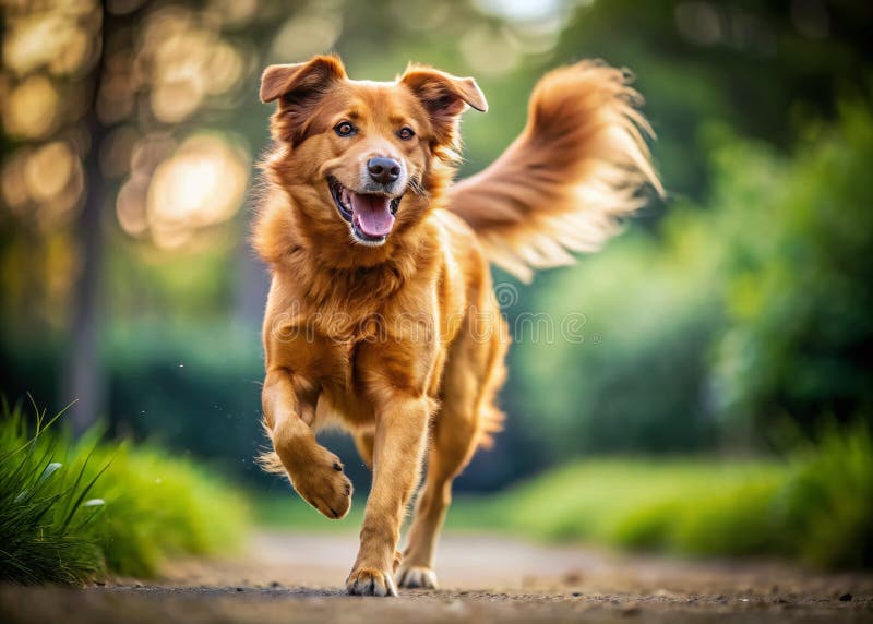 Причудливый 4K Собака Chase Adorable Canine Action Wallpaper для вашего рабочего стола или мобильного устройства иллюстрация штока