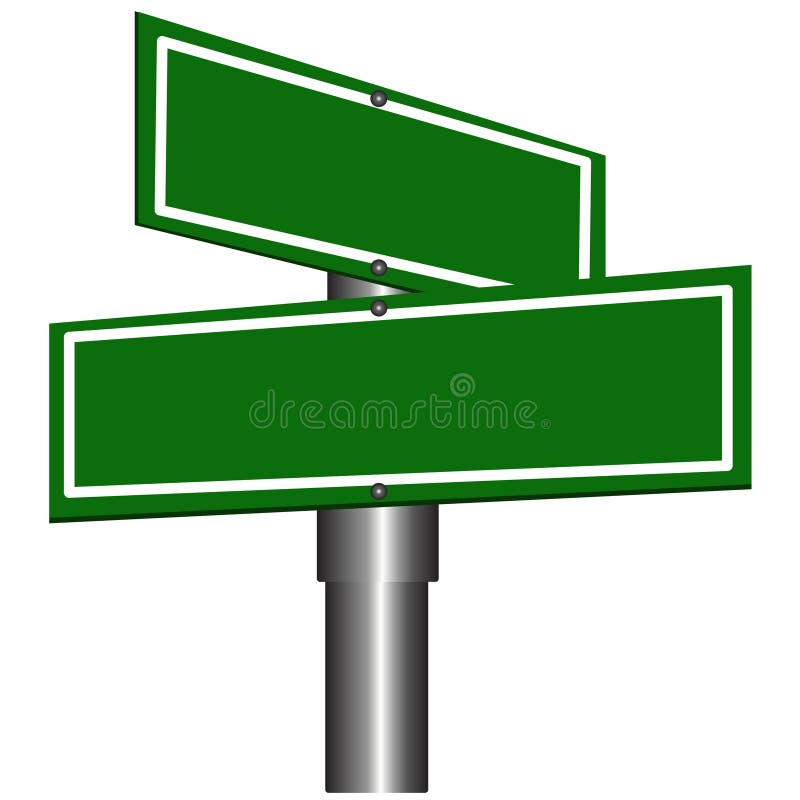 Vector image of a blank street corner sign and post. Vector image of a blank street corner sign and post