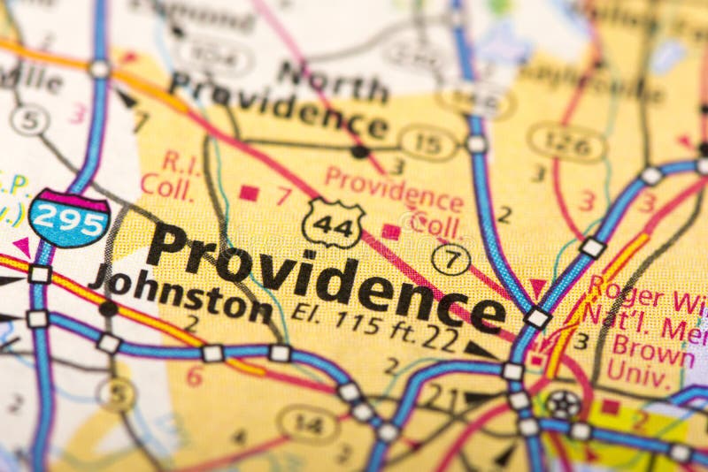Closeup of Providence, Rhode Island on a political map of the United States. Closeup of Providence, Rhode Island on a political map of the United States.
