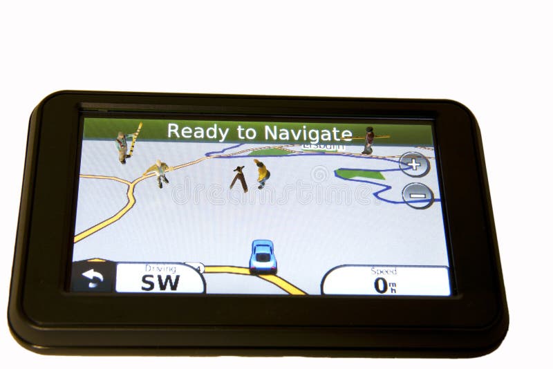 GPS system with a miniature construction survey crew on navigation screen. GPS system with a miniature construction survey crew on navigation screen.