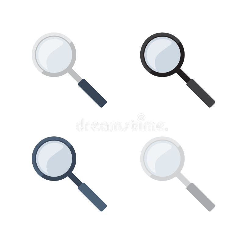 Transparent Magnifying Glass in 4 different color variations. Simple flat design. Search concept. Vector Illustration set isolated on white. Transparent Magnifying Glass in 4 different color variations. Simple flat design. Search concept. Vector Illustration set isolated on white.