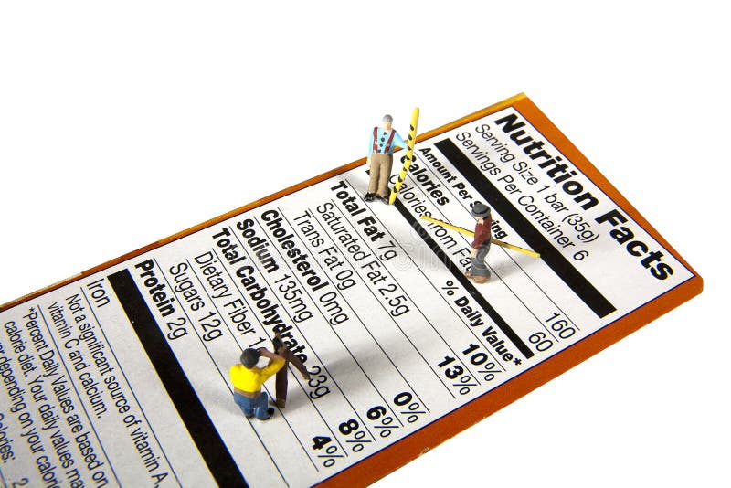 Figurines of a survey team on a nutrition label. Figurines of a survey team on a nutrition label.