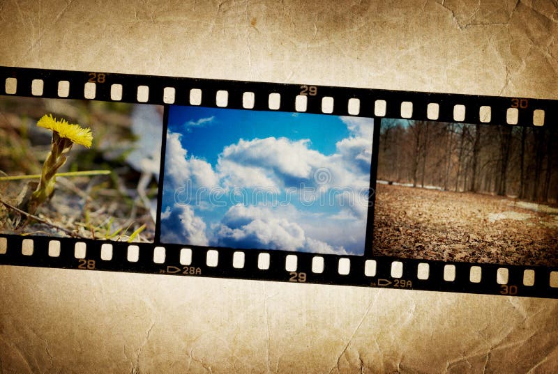 Nature photo with film strip on vintage background. Nature photo with film strip on vintage background.