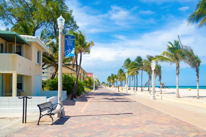 The famous Hollywood Beach boardwalk in Florida. The famous Hollywood Beach boardwalk in Florida