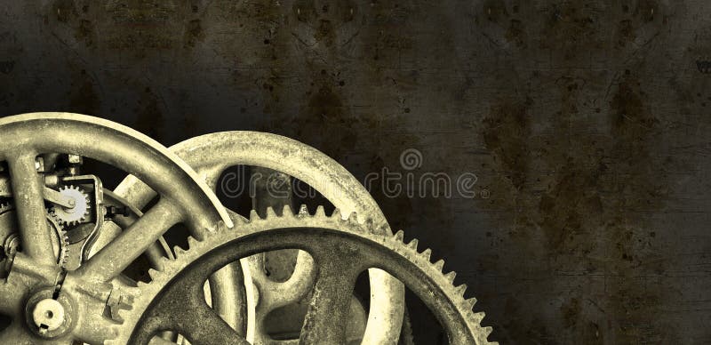Background grunge banner with an industrial steampunk design. The mechanical parts are derived from real photographs taken by me. Makes for a nice banner, panoramic, or panorama header. The parts gears and wheels. Background grunge banner with an industrial steampunk design. The mechanical parts are derived from real photographs taken by me. Makes for a nice banner, panoramic, or panorama header. The parts gears and wheels.
