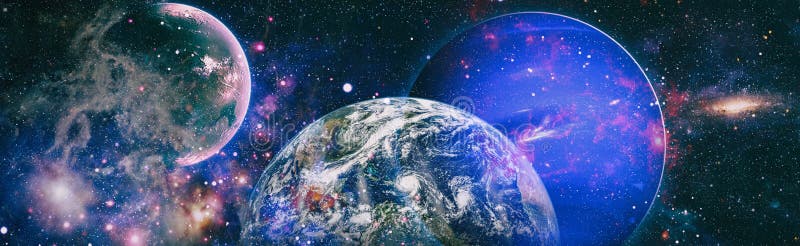 пространство вселенной представления панорамы. космический пейзаж планета Земля из космических элементов этого изображения предста иллюстрация штока