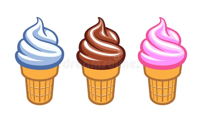 3 простые весело мягкие подавайте icecreams в шишки иллюстрация штока