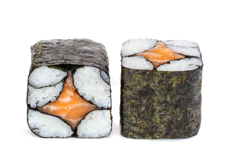 Простые суши maki ради, 2 крена изолированного на белизне стоковые фотографии rf Простые суши maki ради, 2 крена изолированного на белизне стоковые фотографии rf