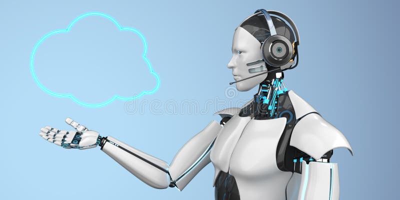Пузырь речи облака Callbot робота гуманоида иллюстрация вектора
