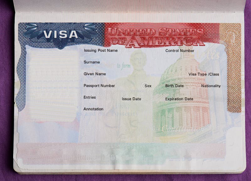 Blank american visa in passport page. Empty visa to enter United state of america. Blank american visa in passport page. Empty visa to enter United state of america