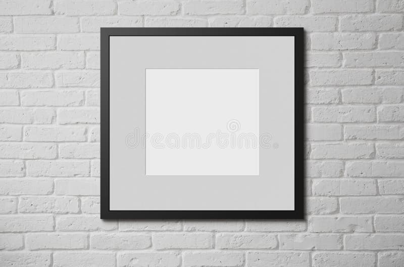 Blank picture frame at the brick wall with copy space and clipping path for the inside. Blank picture frame at the brick wall with copy space and clipping path for the inside
