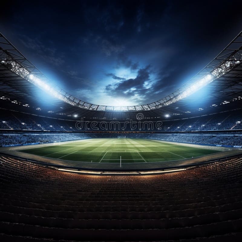 Experience the captivating beauty of an empty stadium or arena at dusk. Shadows gracefully dance across the vacant fields, creating an atmosphere of mystery and intrigue. The ethereal feel of the scene is enhanced by unique lighting effects, adding to its visual appeal. This stunning image is perfect for use on microstock websites, making it highly marketable to a wide range of audiences. AI generated. Experience the captivating beauty of an empty stadium or arena at dusk. Shadows gracefully dance across the vacant fields, creating an atmosphere of mystery and intrigue. The ethereal feel of the scene is enhanced by unique lighting effects, adding to its visual appeal. This stunning image is perfect for use on microstock websites, making it highly marketable to a wide range of audiences. AI generated