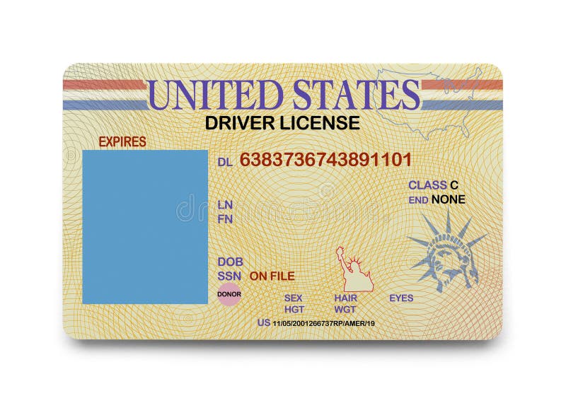US Driver License with Copy Space Isolated on White Background. US Driver License with Copy Space Isolated on White Background.