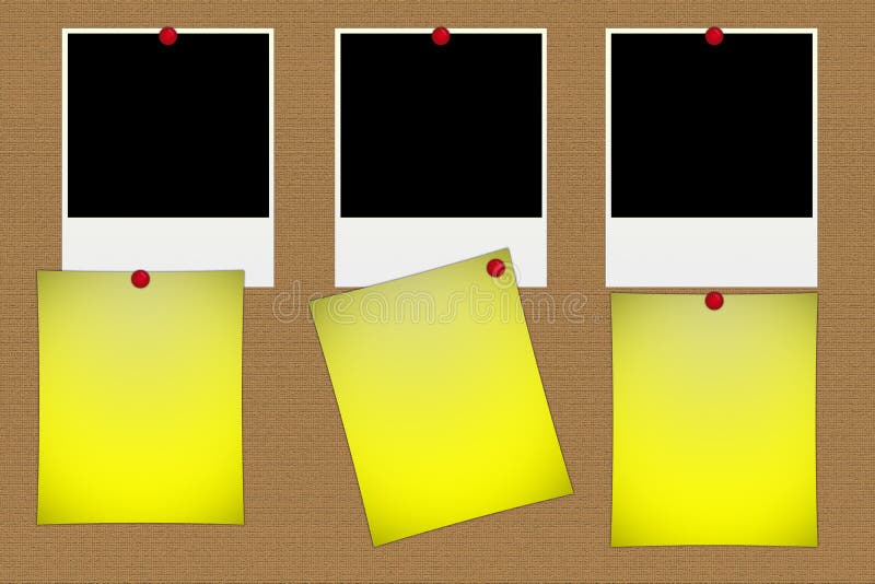 Blank polaroid photos with post-it notes. Blank polaroid photos with post-it notes