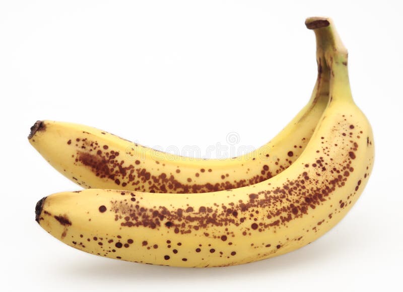 Banana yellow brown two ripe isolated dots. Banana yellow brown two ripe isolated dots