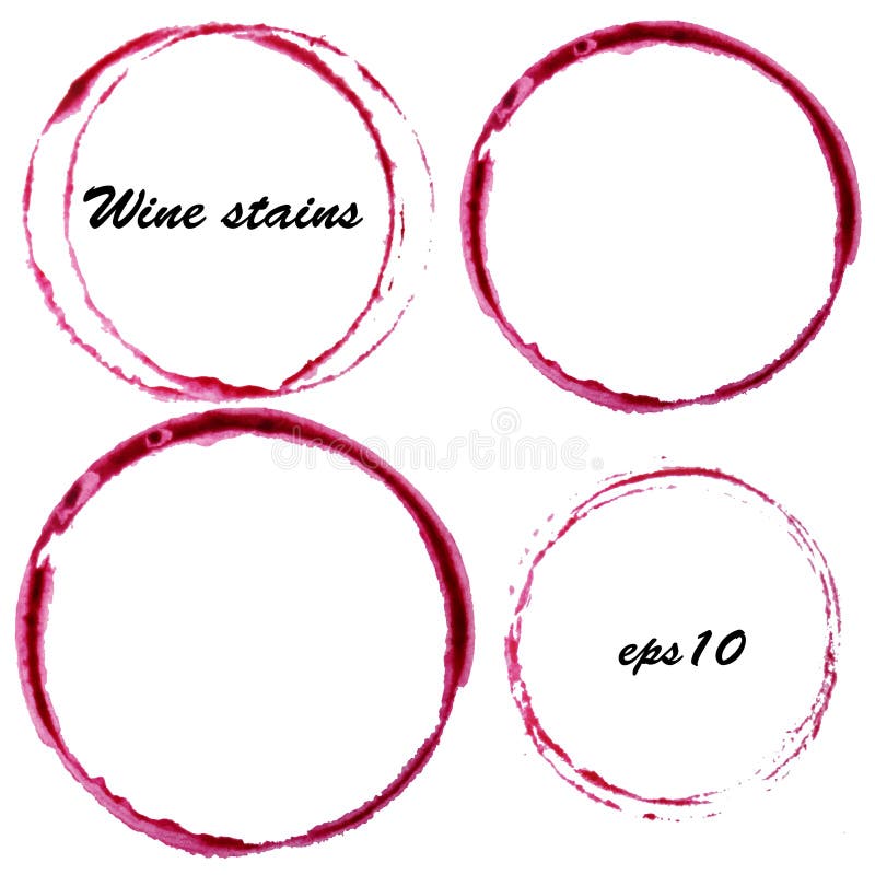 Watercolor wine stains. Wine glass circles mark isolated on white background. Menu design elements. Watercolor wine stains. Wine glass circles mark isolated on white background. Menu design elements
