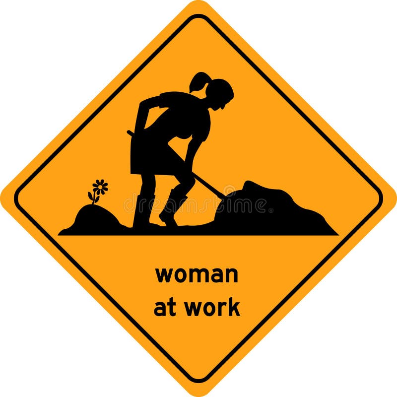 Woman at work traffic sign, icon and symbol. Woman at work traffic sign, icon and symbol