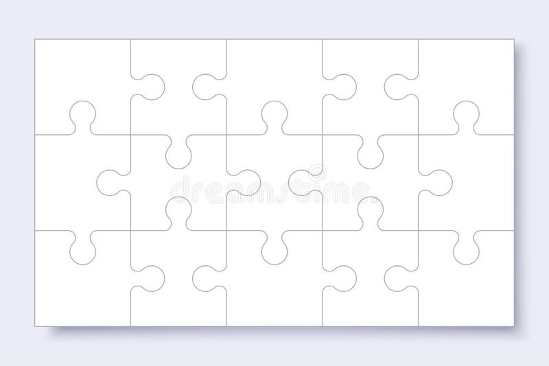 Puzzles grid template. Jigsaw puzzle with pieces, thinking game, jigsaws detail frame for business presentation with shadow.