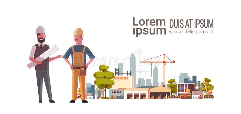 Рабочий-строители архитектор и команда построителя над кранами башни строительной площадки города строя жилые дома иллюстрация вектора Рабочий-строители архитектор и команда построителя над кранами башни строительной площадки города строя жилые дома иллюстрация вектора