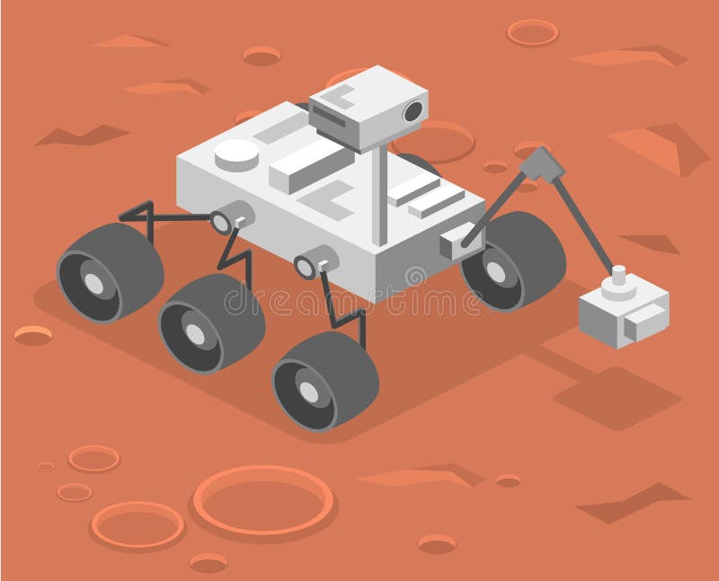 Равновеликое плоское 3D изолировало вездеход вектора стоя на Марсе бесплатная иллюстрация Равновеликое плоское 3D изолировало вездеход вектора стоя на Марсе бесплатная иллюстрация