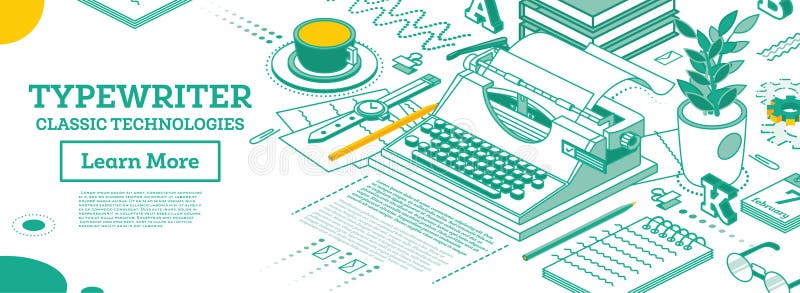 Равновеликая винтажная машинка Журналист, писатель и редактор Copywriter рабочее место иллюстрация вектора