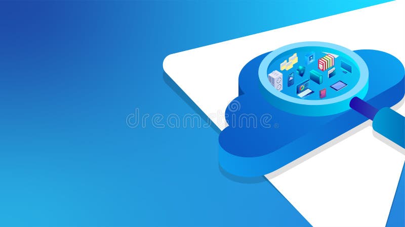 равновеликая иллюстрация 3D лупы ища необходимые элементы дела на облаке основанной концепции хранения облака иллюстрация штока равновеликая иллюстрация 3D лупы ища необходимые элементы дела на облаке основанной концепции хранения облака иллюстрация штока