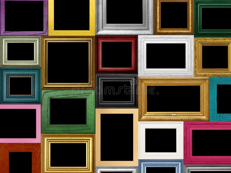 Modern and vintage picture frames with black spaces for copy or image. Modern and vintage picture frames with black spaces for copy or image