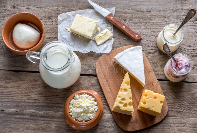 Различные типы молочных продучтов стоковое изображение