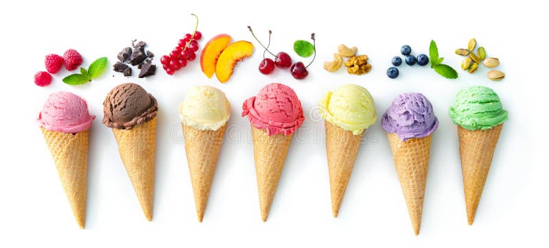 Ice Cream Cones on White background