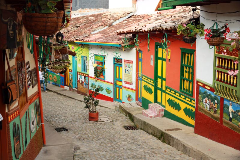 Brightly painted house in a Colombian village near Medellin. Brightly painted house in a Colombian village near Medellin