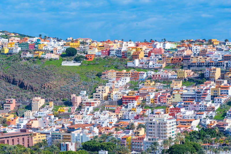 Colorful facades of houses at San Sebastian de La Gomera, Canary Islands, Spain. Colorful facades of houses at San Sebastian de La Gomera, Canary Islands, Spain