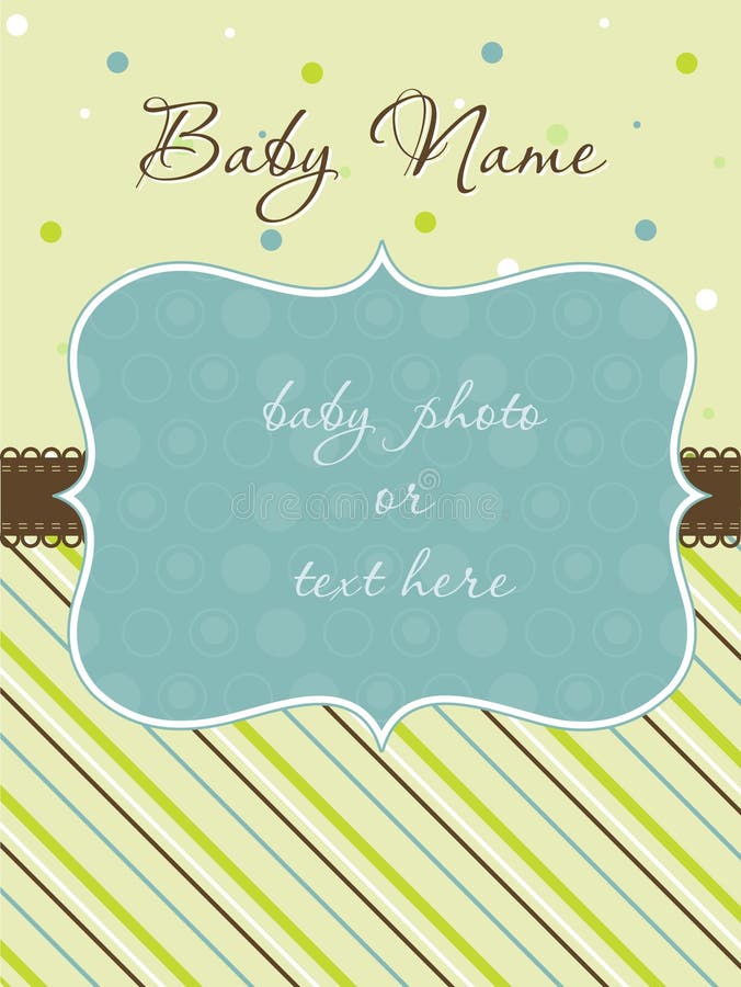 Baby Boy Arrival Card with foto Frame. Baby Boy Arrival Card with foto Frame