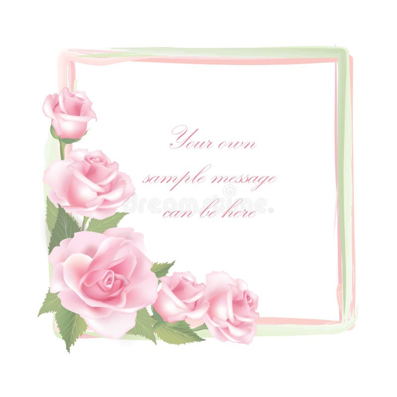 Рамка цветка розовая изолированная на белой предпосылке Флористическое оформление вектора