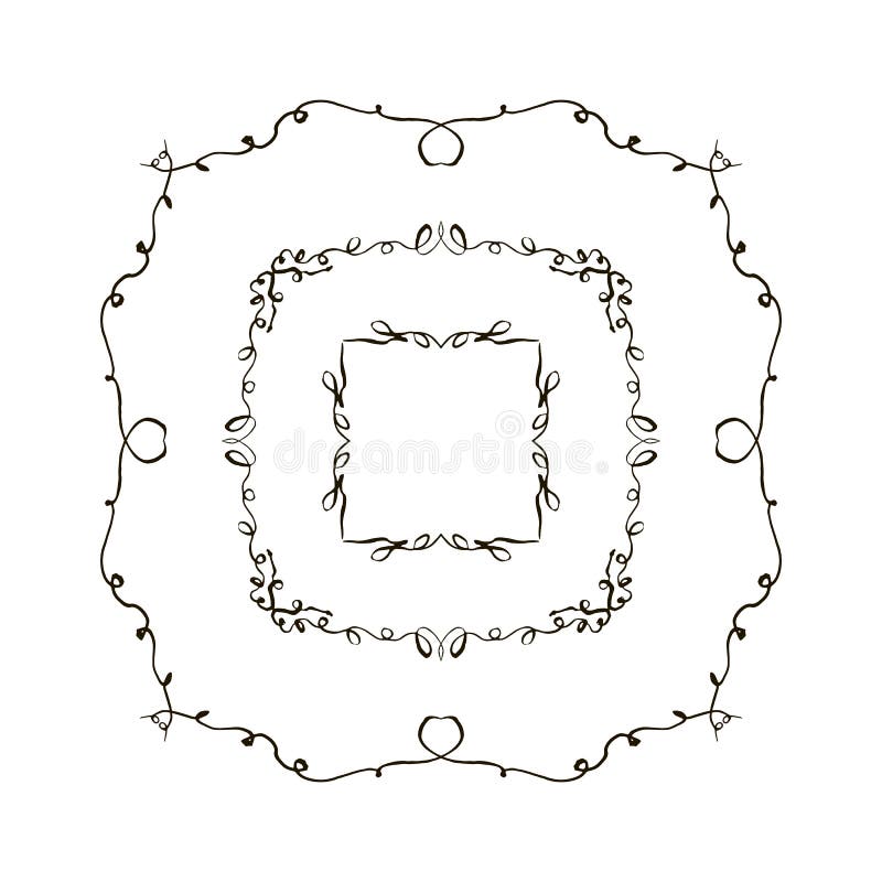 Set of Frames. Black and White Vector Isolated Stock Illustration