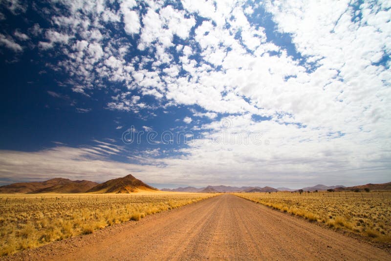 Gravel road in open spaces, Namibia. Gravel road in open spaces, Namibia