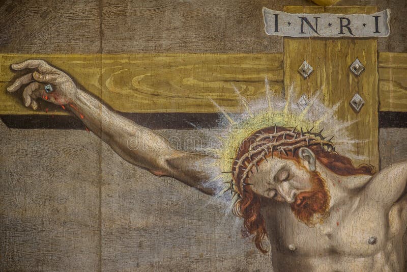 Распятие, altarpiece от 1613 неизвестным художником стоковая фотография Распятие, altarpiece от 1613 неизвестным художником стоковая фотография