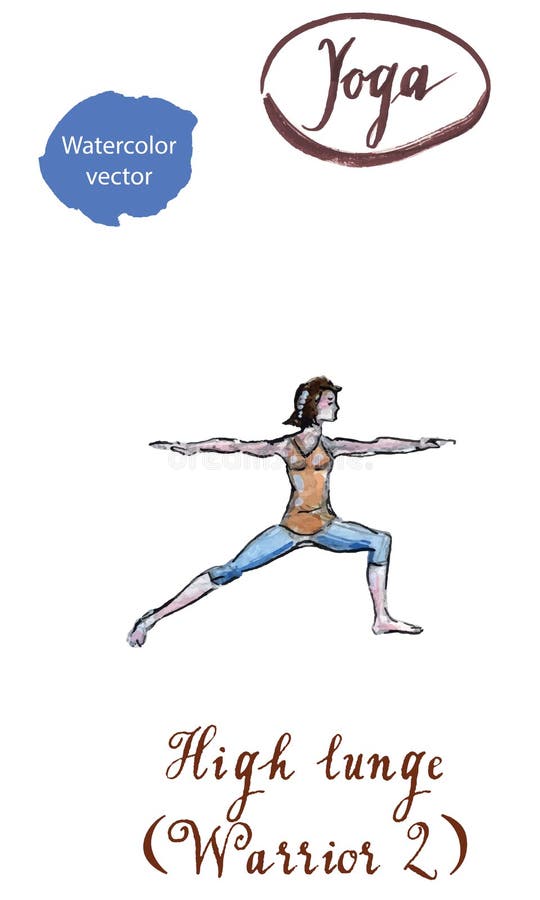 Ратник po Virabhadrasana 2 asana йоги молодой женщины практикуя иллюстрация штока Ратник po Virabhadrasana 2 asana йоги молодой женщины практикуя иллюстрация штока