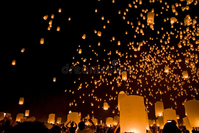 Loy Krathong Buddhist festivals are held once a year all over Thailand, varying in content in different regions, in the north it's celebrated by the release of hot air lanterns like this one, and setting afloat small rafts with a lighted candle on the rivers and lakes, for good luck and good health. Loy Krathong Buddhist festivals are held once a year all over Thailand, varying in content in different regions, in the north it's celebrated by the release of hot air lanterns like this one, and setting afloat small rafts with a lighted candle on the rivers and lakes, for good luck and good health.