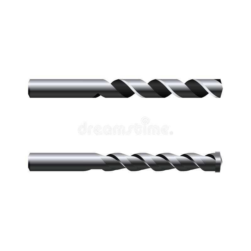 Realistic steel Drill Bits. Vector illustration  on white background. Realistic steel Drill Bits. Vector illustration  on white background.