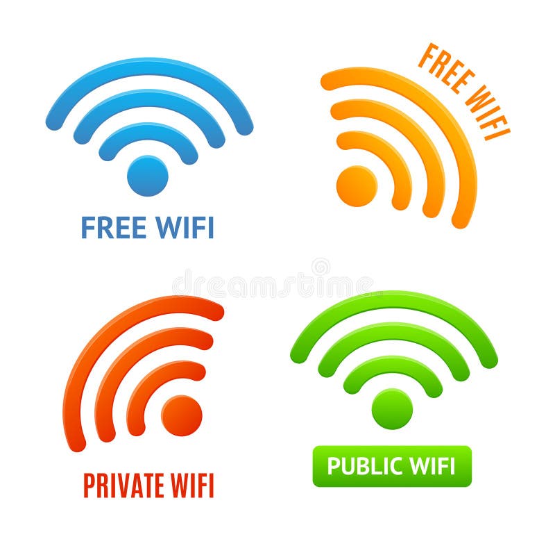 Реалистическое 3d детализировало установленные значки знаков Wifi цвета вектор бесплатная иллюстрация Реалистическое 3d детализировало установленные значки знаков Wifi цвета вектор бесплатная иллюстрация