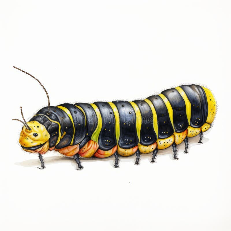 реалистичное анаморфное искусство : черно-желтая иллюстрация caterpie от dana стоковая фотография