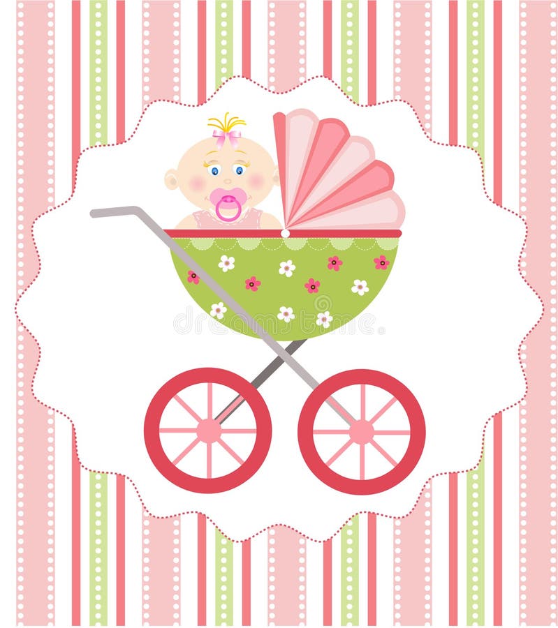 Baby girl arrival on the pink background. Baby girl arrival on the pink background