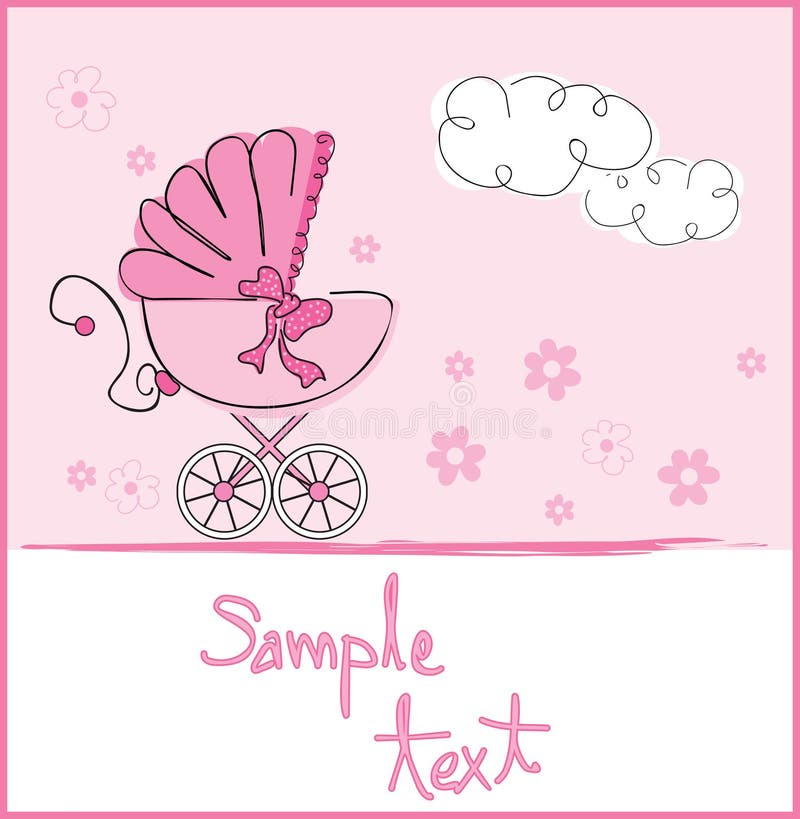 Vector illustration of baby girl arrival card. Vector illustration of baby girl arrival card.
