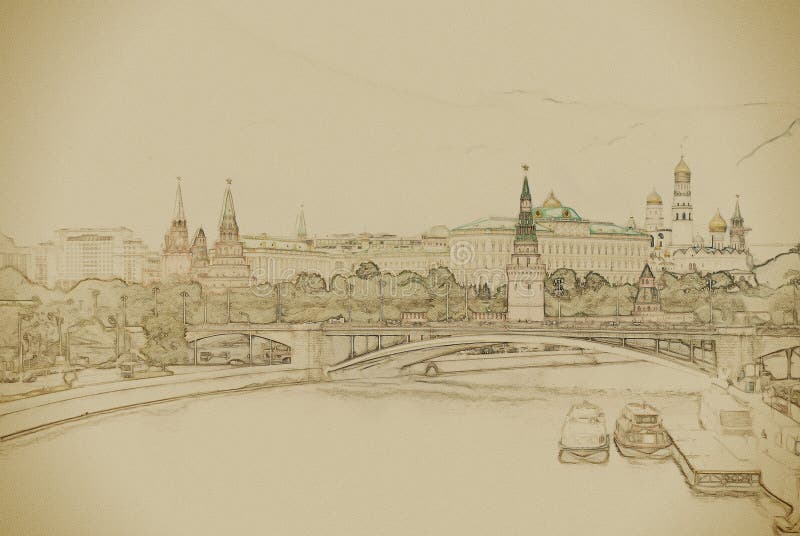 The Moscow Kremlin - the main attraction of the Russian capital. Modern painting, background illustration, beautiful picture, creative image. The Moscow Kremlin - the main attraction of the Russian capital. Modern painting, background illustration, beautiful picture, creative image.